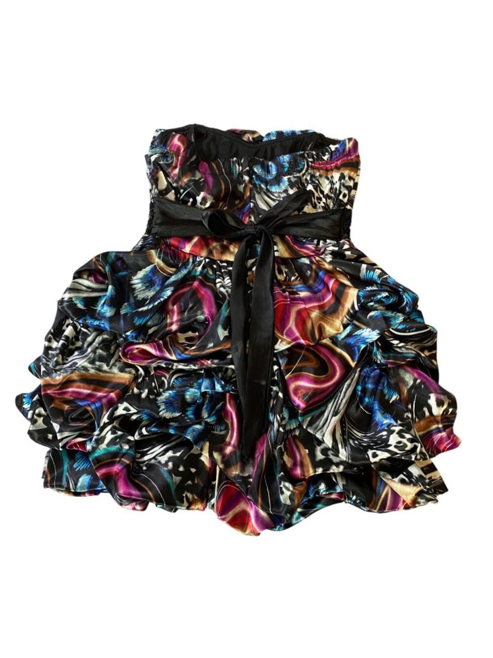 Speechless Womens Strapless Multicolor Ruffle Dress Size 11 - Picture 2 of 9